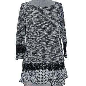 Gray Lace Detail Blouse Size Small